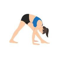 mulher fazendo exercício de parsvottanasana pose de alongamento lateral intenso. ilustração vetorial plana isolada no fundo branco vetor