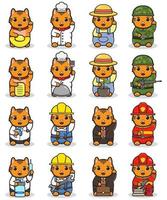 conjunto de adoráveis gatos de sorte do Japão dos desenhos animados. vetor