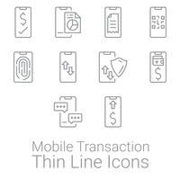 Conjunto de transação de smartphone e atividades ícones. Ícones de finanças pessoais e empresariais. vetor