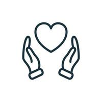 mãos segurando um coração de amor. cuidar, salvar, caridade, voluntariado e doar conceito. símbolo de bondade, amor, esperança e misericórdia. símbolo de amor e caridade. ilustração vetorial. vetor