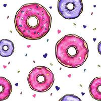 padrão sem emenda de vetor colorido com deliciosos donuts. fundo isolado.