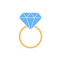 ícone plano de anel de diamante de dia dos namorados vetor