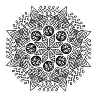 mandala de vetor moderno abstrato com figuras geométricas, quadrados e círculos em doodle, isolado no fundo branco. ilustração para design sazonal, têxtil, decoração infantil sala de jogos ou cartão de felicitações