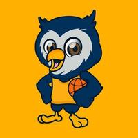 vetor de personagem de coruja de mascote de basquete