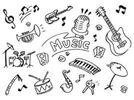 conjunto de doodle de nota musical. ilustração vetorial vetor