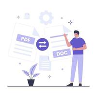 pdf para doc converter conceito de design de ilustração vetor