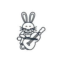 ilustração animal coelho com linha de violino vetor