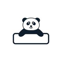 ilustração panda animal bonito dos desenhos animados com vetor de ícone de logotipo de placa