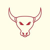 ilustração de design de ícone de vetor de logotipo moderno de linha de cabeça de búfalo ou vaca