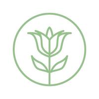 planta de flor com linha de círculo simples jardim logotipo símbolo ícone vetor ilustração design gráfico