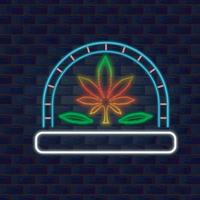 rótulo de cannabis com estilo neon. vetor