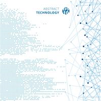 O pixel azul do teste padrão do quadrado abstrato dos dados digitais da tecnologia com linhas conecta pontos no fundo branco da cor. vetor