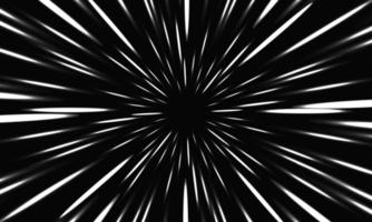 velocidade de zoom de luz branca abstrata dinâmica no vetor de fundo futurista de tecnologia preta