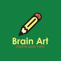 arte do cérebro com modelo de design de logotipo de lápis, simples e único. perfeito para negócios, playground, etc. vetor
