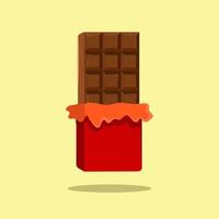 ilustração plana de barra de chocolate aberta vetor