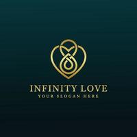 vetor de logotipo de luxo com conceito de amor infinito no estilo de arte de linha