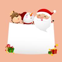 Boneco de neve de Natal papai noel sorriso dos desenhos animados sobre fundo branco 001 vetor