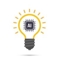 AI Artificial intelligence Tecnologia ícone de lâmpada vetor