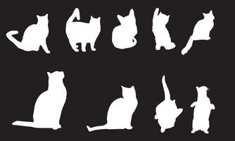 coleção de gatos ilustração vetorial design preto e branco vetor