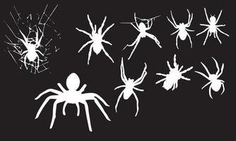 coleção de design de ilustração vetorial de aranha preto e branco vetor