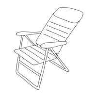 desenho de mão de contorno de chaise longue têxtil de verão.imagem em preto e branco.colorir.feriado de praia.estilo doodle.ilustração vetorial vetor