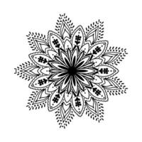 redonda flor mandala.black e branco image.vector ilustração. vetor