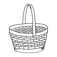 cesta de piquenique estilo doodle vetor