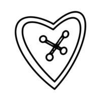 botão em forma de coração no estilo doodle vetor