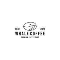 combinação de baleia e grãos de café em forma de logotipo de linha simples. ilustração vetorial vetor