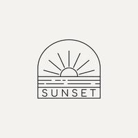 design de logotipo de estilo de arte de linha por do sol. ilustração vetorial. vetor