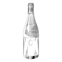 garrafa de vinho desenhada à mão. objetos isolados no fundo branco. vetor