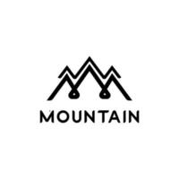 modelo de logotipo com três montanhas na forma de uma borda preta. vetor
