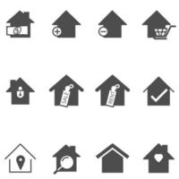 conjunto de ilustrador de vetor de ícone em casa. símbolo de linha linear casa silhueta.
