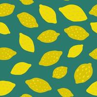 padrão sem emenda de limão sobre fundo verde. coleção de frutas cítricas. vetor