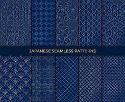 conjunto de 10 padrões em estilo japonês. coleção de vetores de origens asiáticas. coleção de padrão sem emenda japonês. papel de parede decorativo.