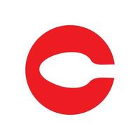 letra c ou inicial c com design de logotipo de cozinha de menu de restaurante garfo de colher vetor