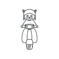 ilustração vetor de ícone de logotipo de motocicleta de passeio de gato bonito dos desenhos animados