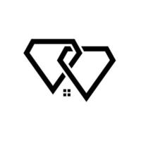 dois diamantes com design de logotipo de casa ou casa ou imobiliário moderno vetor