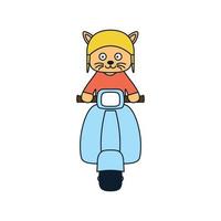 ilustração vetor de ícone de logotipo abstrato de moto de passeio de gato bonito dos desenhos animados