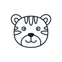 linha de tigre ou filhote ilustração em vetor ícone de logotipo bonito dos desenhos animados