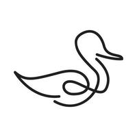simples linha contínua pato logotipo símbolo ícone vetor design gráfico ilustração ideia criativa