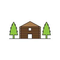 vila de madeira colorida com design de logotipo de árvore de pinheiros vetor gráfico símbolo ícone sinal ilustração ideia criativa