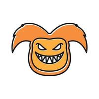 monstro bonito sorriso laranja cabeça dos desenhos animados logotipo símbolo ícone vetor ilustração design gráfico