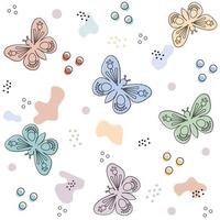 padrão de borboletas multicoloridas em um fundo branco, ilustração vetorial vetor