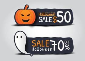 ilustração vetorial de promoção de banner de venda de halloween vetor