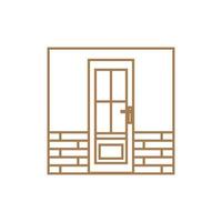 linha de porta exterior madeira logotipo vintage vetor ícone ilustração design