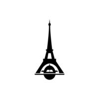 lúdico torre eiffel paris comida ou restaurante ícone de design de logotipo vetor