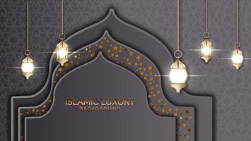 fundo islâmico de luxo elegante com lanterna árabe vetor