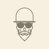 homem com barba e óculos de sol linha hipster logotipo símbolo ícone vector design gráfico ilustração