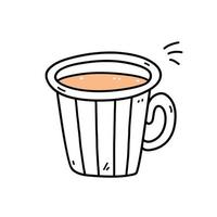 linda xícara de café isolada no fundo branco. ilustração vetorial desenhada à mão em estilo doodle. perfeito para cartões, menu, logotipo, decorações. vetor